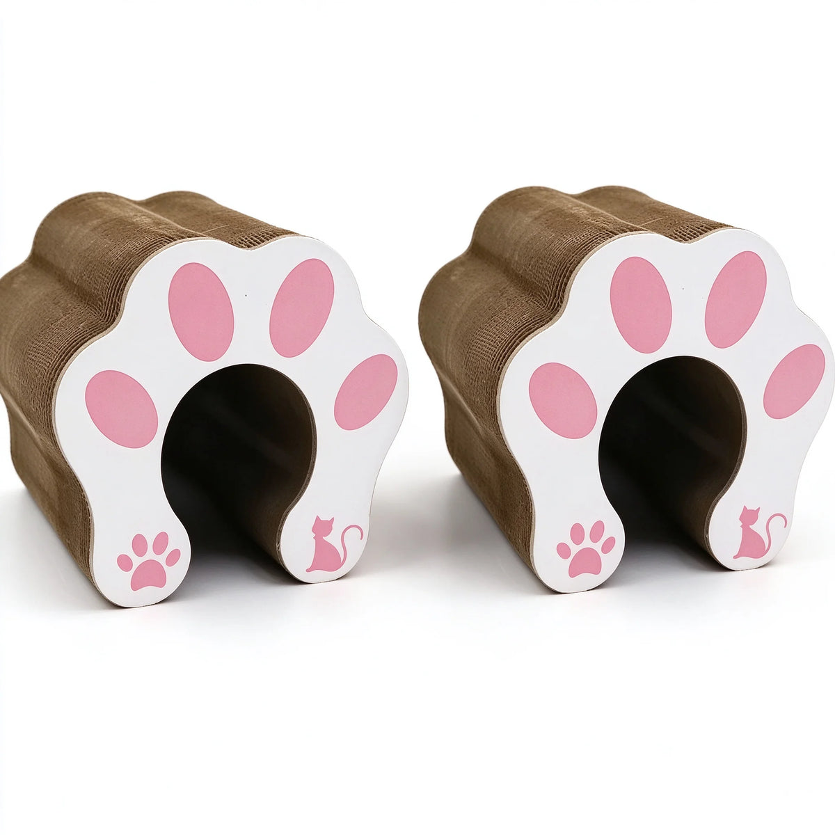 2-in-1 Cat Scratcher Toy with Interactive Bell Ball, Foldable Corrugated Cardboard Scratch Pad for Indoor Cats, Durable Oval Cat Scratching Board with Rotating Track, Protects Furniture