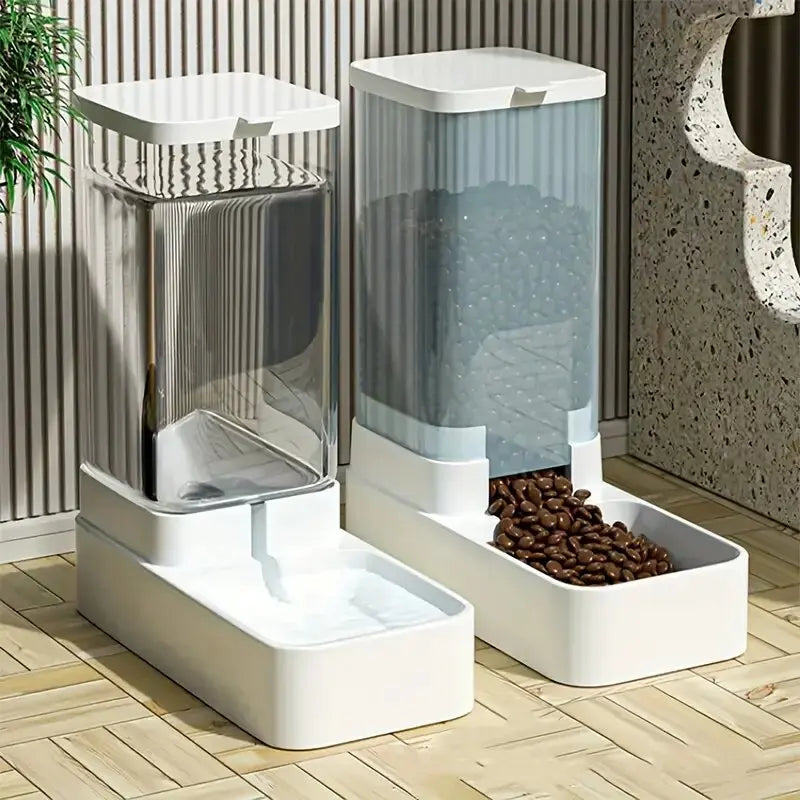 7A-1pc/2pcs Automatic Dog Feeder/Water Dispenser, Plastic Gravity Dog Food And Water Dispenser Set