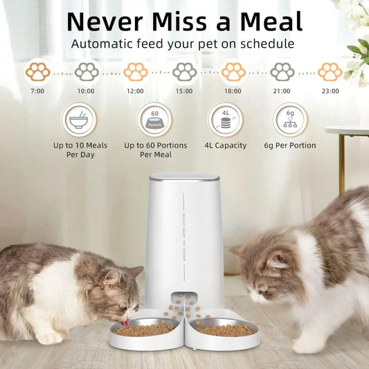 ROJECO Automatic Cat Feeder Pet Smart Cat Food Kibble Dispenser Remote Control Auto WiFi Double Feeder For Cats Dog Accessories