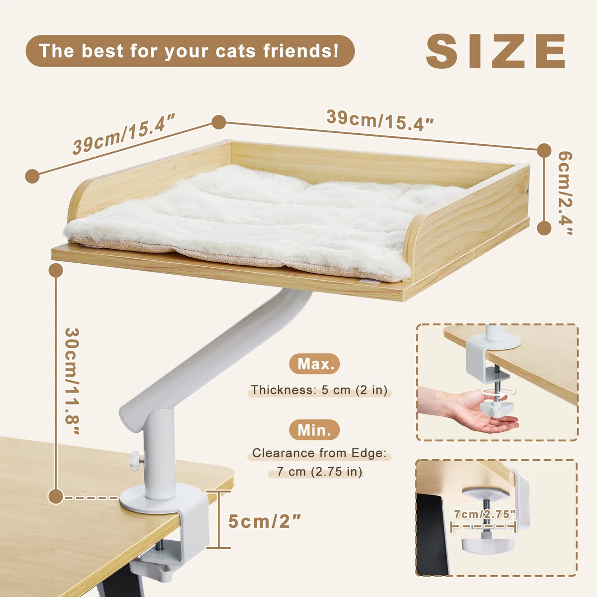 360° Cat Desk Bed — Adjustable Clamp-On Hammock