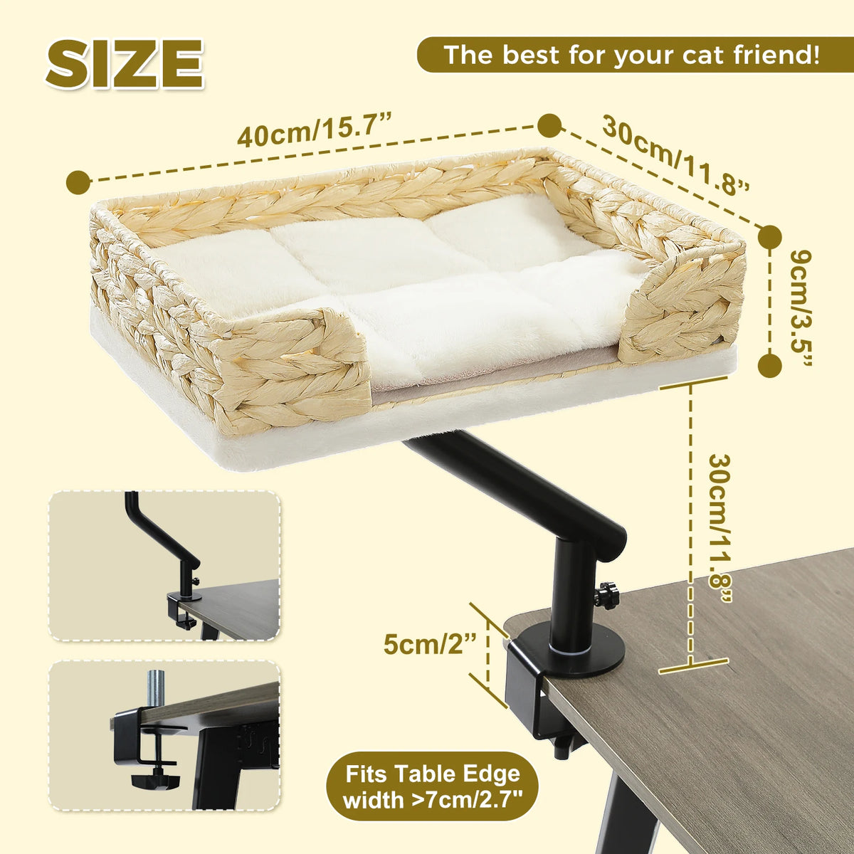 360° Cat Desk Bed — Adjustable Clamp-On Hammock