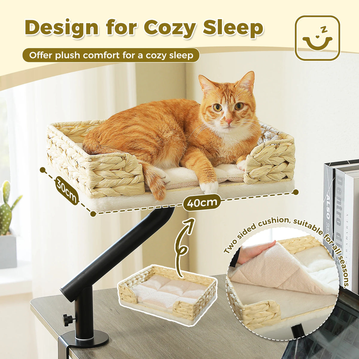360° Cat Desk Bed — Adjustable Clamp-On Hammock