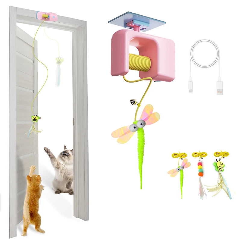 BOOTEELY Rechargeable Hanging Feather Cat Toy