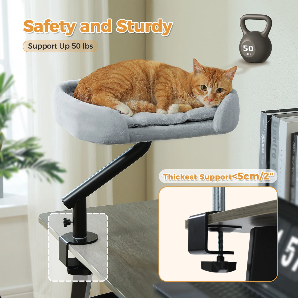 360° Cat Desk Bed — Adjustable Clamp-On Hammock