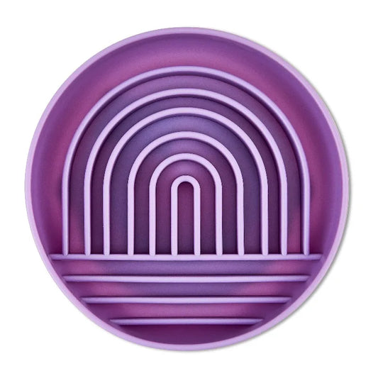 Silicone Slow Feeder Bowl for Pets, Purple Rainbow