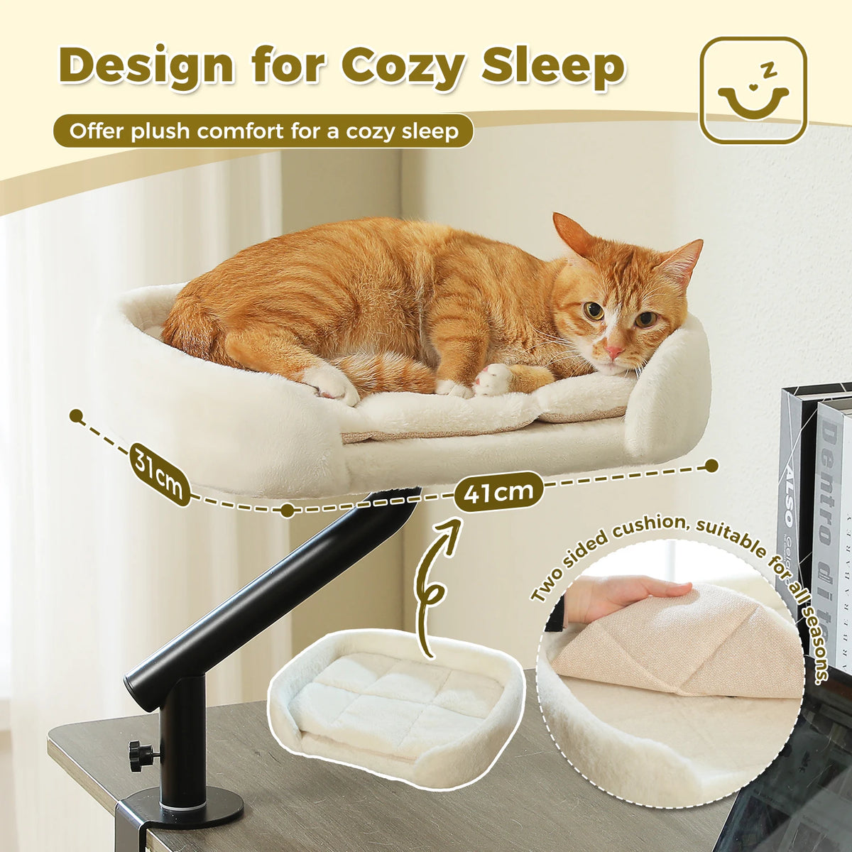 360° Cat Desk Bed — Adjustable Clamp-On Hammock