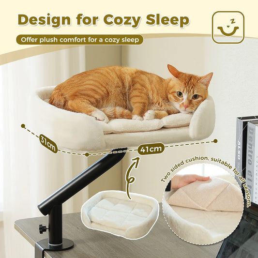 360° Cat Desk Bed — Adjustable Clamp-On Hammock