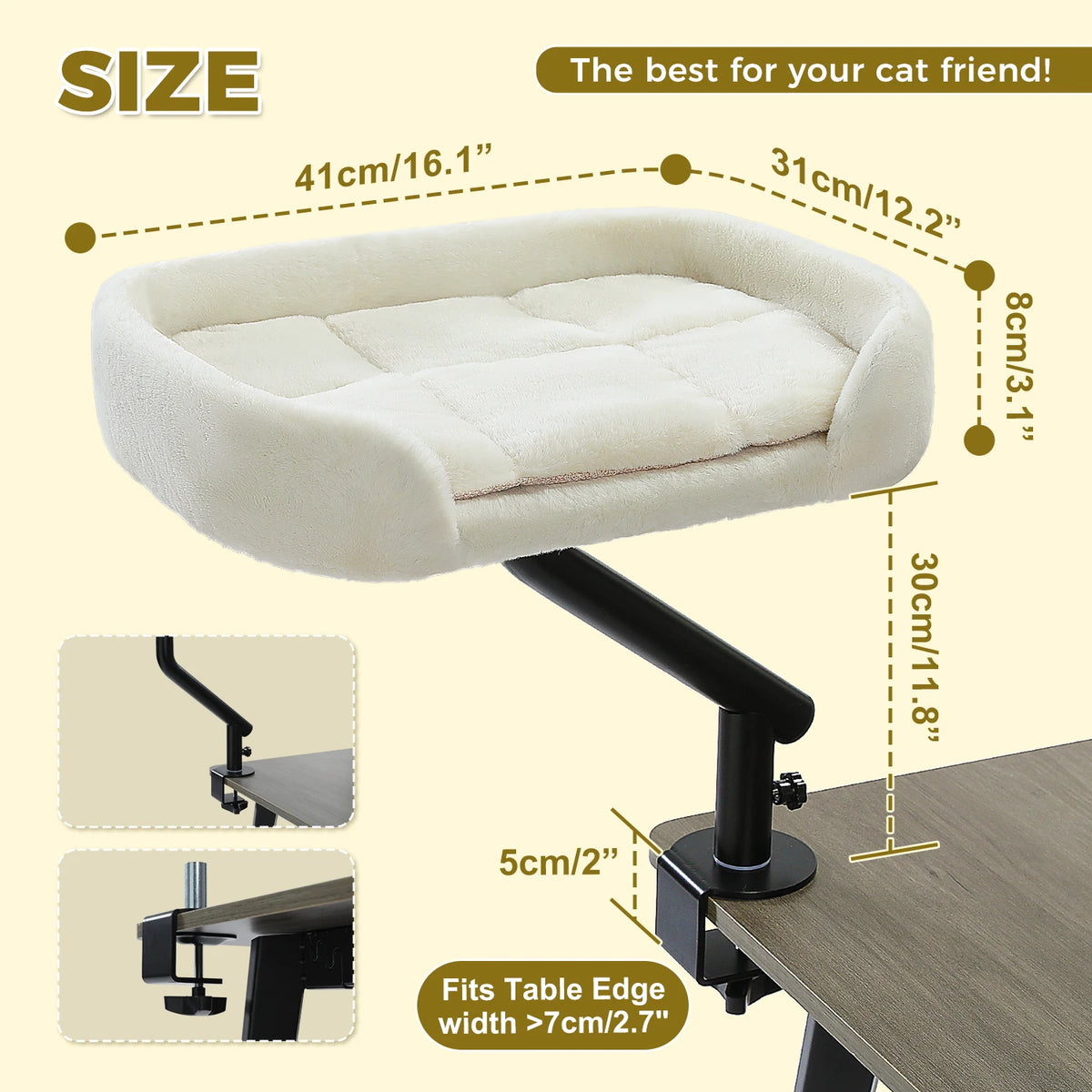 360° Cat Desk Bed — Adjustable Clamp-On Hammock