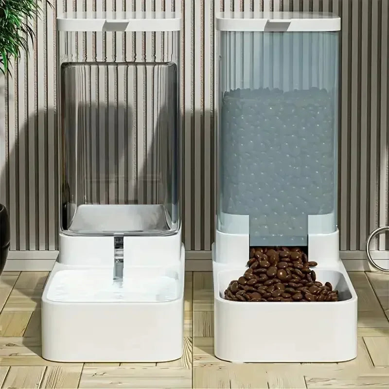 7A-1pc/2pcs Automatic Dog Feeder/Water Dispenser, Plastic Gravity Dog Food And Water Dispenser Set