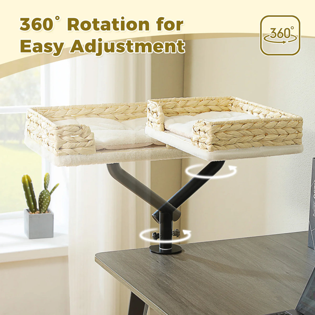 360° Cat Desk Bed — Adjustable Clamp-On Hammock