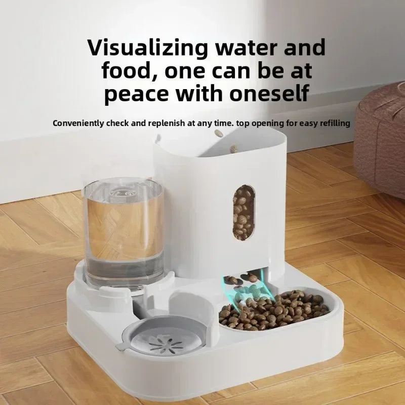 ZZ-Cat Feeder Dog Food Bowl Auto Water Supply Fountain Large Capacity Pet Food Storage Dispenser Kitten Puppy Accessories