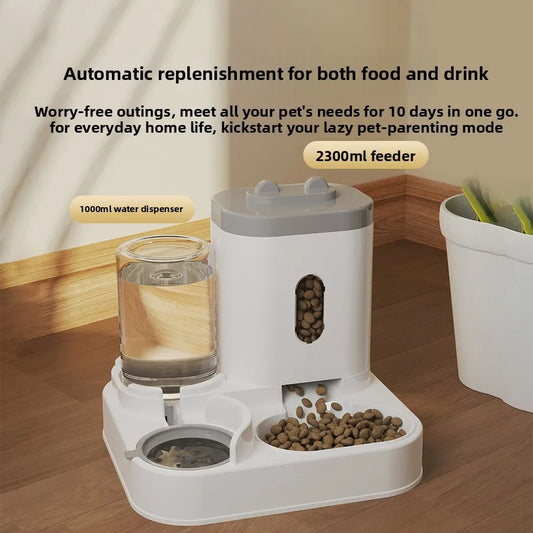 ZZ-Cat Feeder Dog Food Bowl Auto Water Supply Fountain Large Capacity Pet Food Storage Dispenser Kitten Puppy Accessories