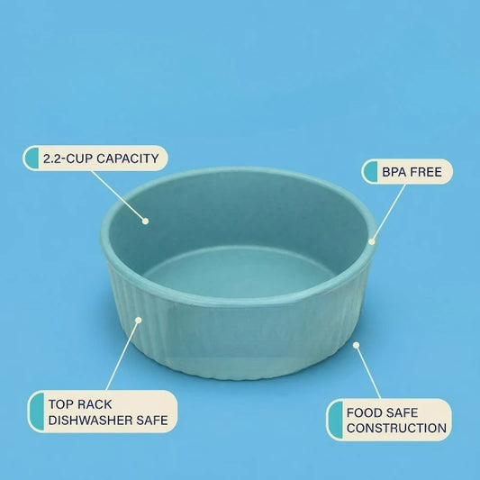 Small 2.2-Cup Pet Bowl, Teal，Measures 5.5 in x 5.5 in x 2 in for a compact footprint in your feeding area.